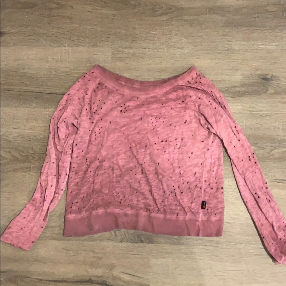 long sleeve ripped style cropped shirt